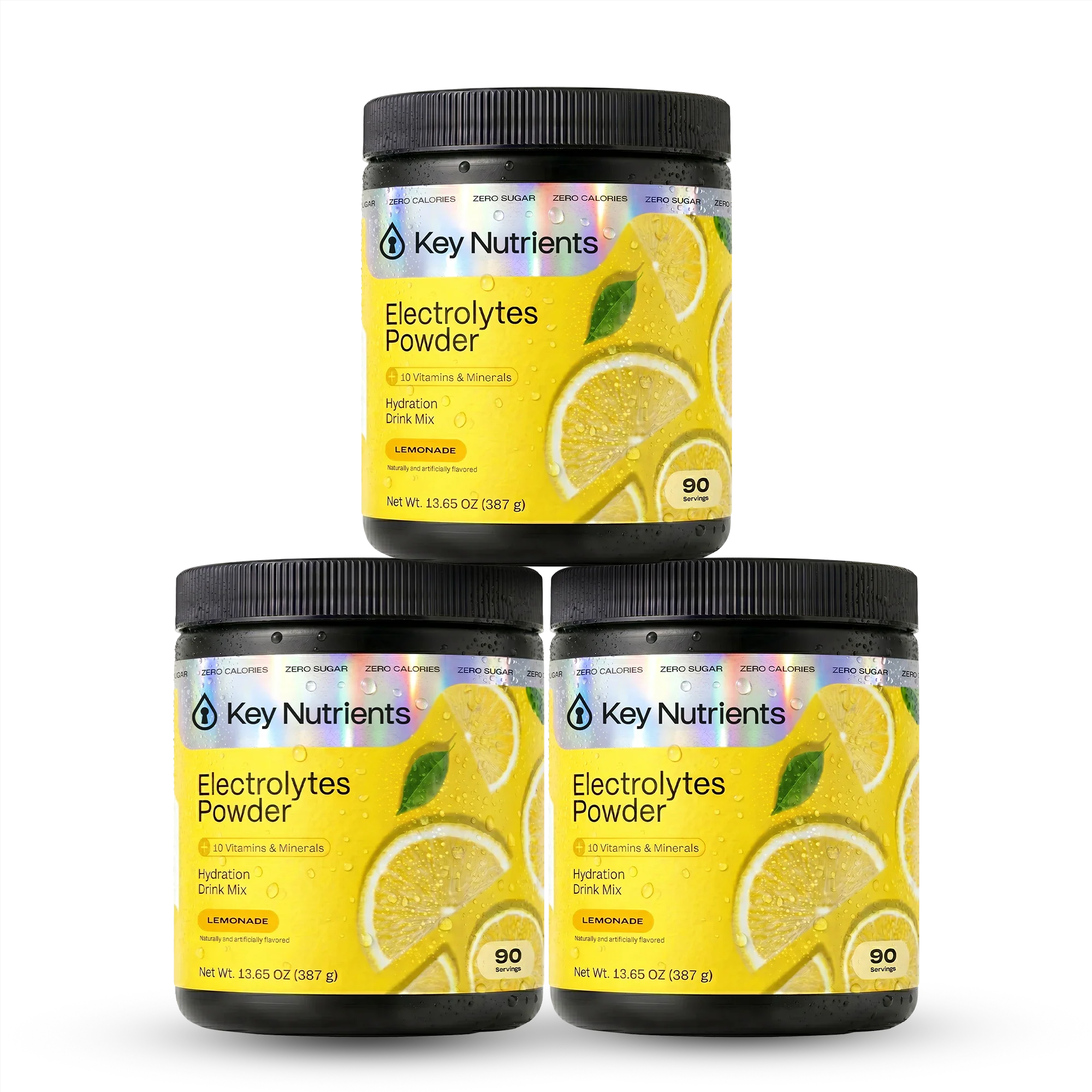 Front label view of Electrolyte Recovery Plus Powder, Lemonade flavor, zero sugar zero calorie hydration drink mix